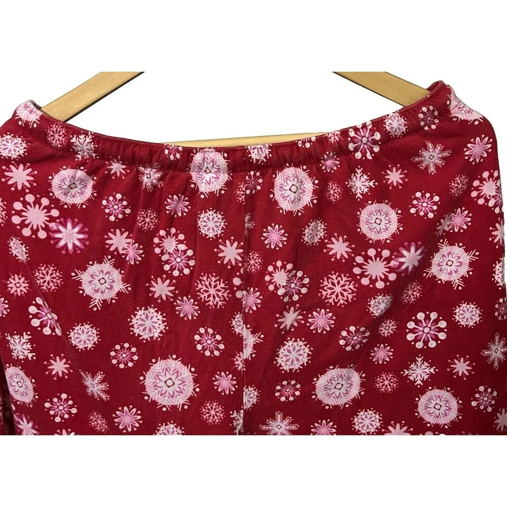 Adonna Women's Medium Red Lounge Pants Pajama Bottoms Snowflakes 100% Cotton-049