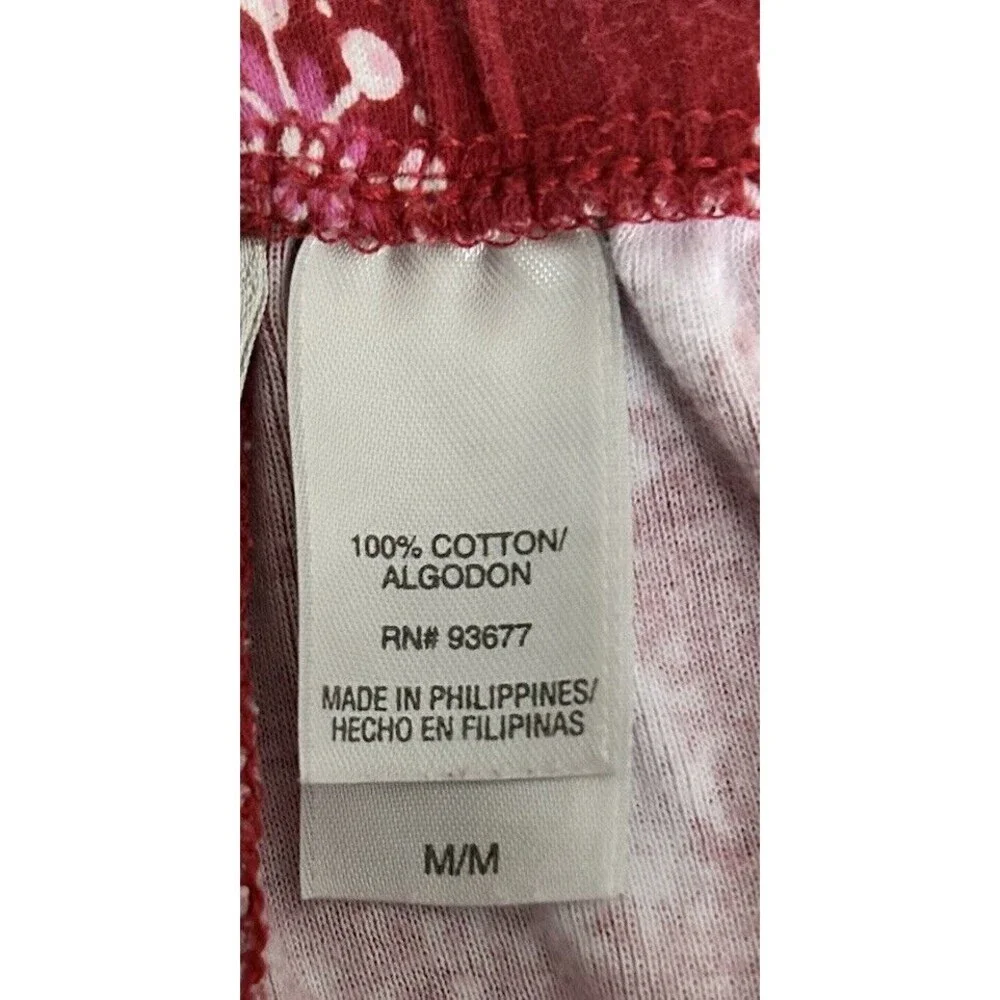 Adonna Women's Medium Red Lounge Pants Pajama Bottoms Snowflakes 100% Cotton-049