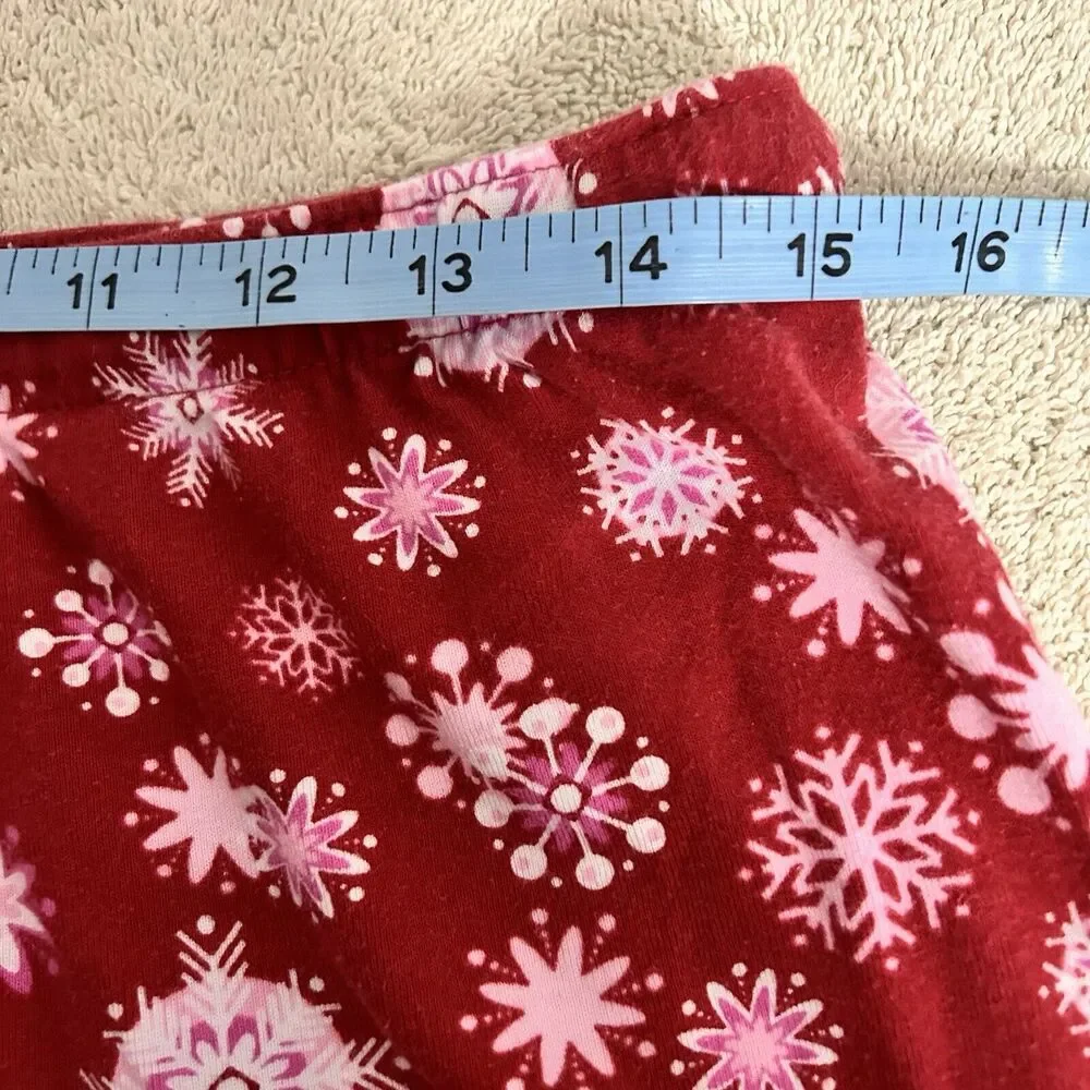 Adonna Women's Medium Red Lounge Pants Pajama Bottoms Snowflakes 100% Cotton-049