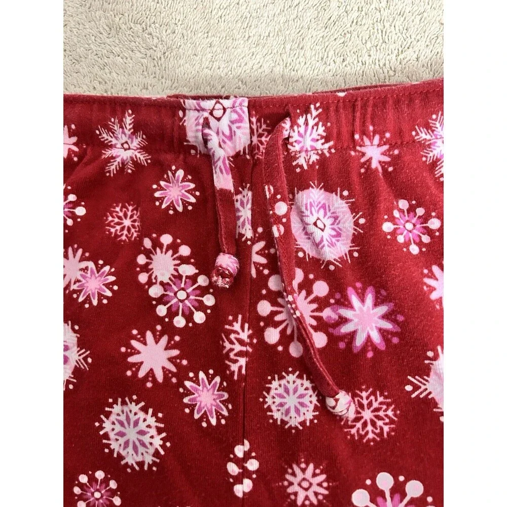 Adonna Women's Medium Red Lounge Pants Pajama Bottoms Snowflakes 100% Cotton-049