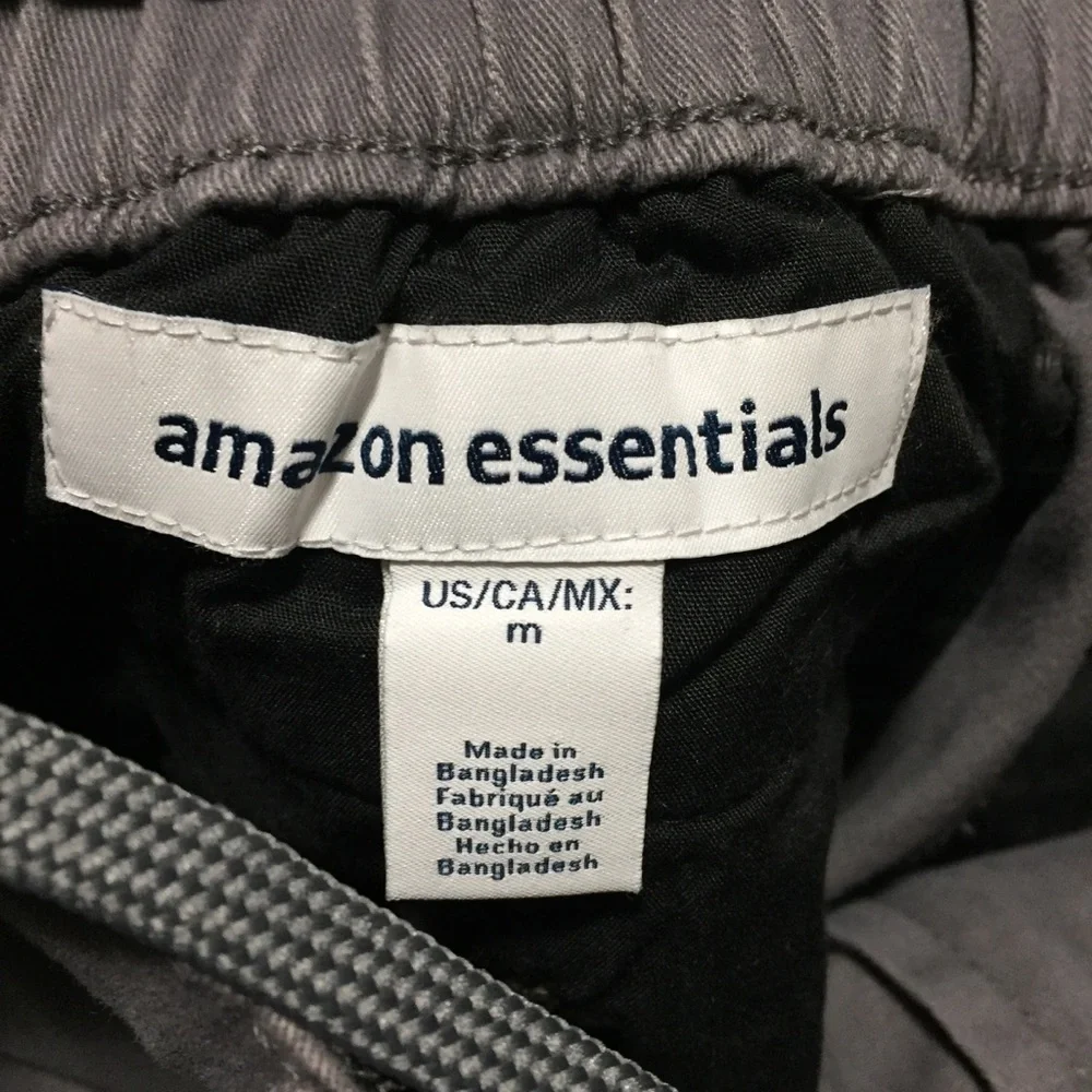 Amazon Essentials Slim Fit Chino Joggers Men’s M Gray (Inseam 28) Drawstring