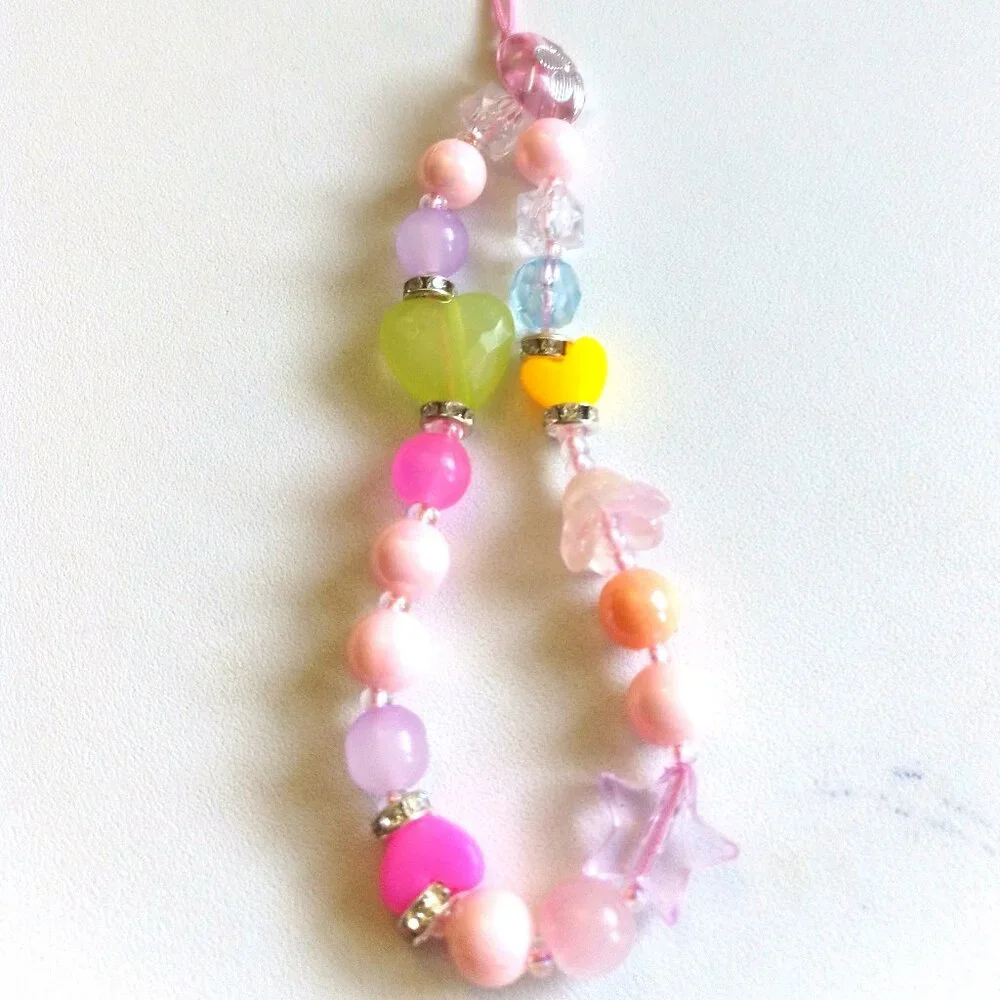 Pink Beads Hear Lily Star Phone Charm