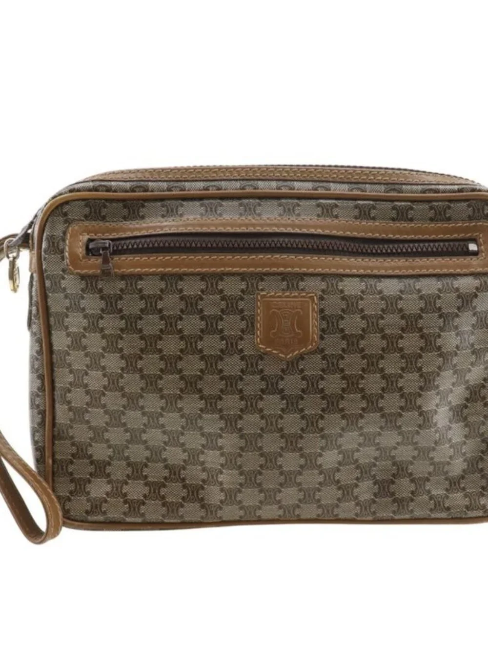 Celine Macadam Pattern Vintage Brown Second Bag