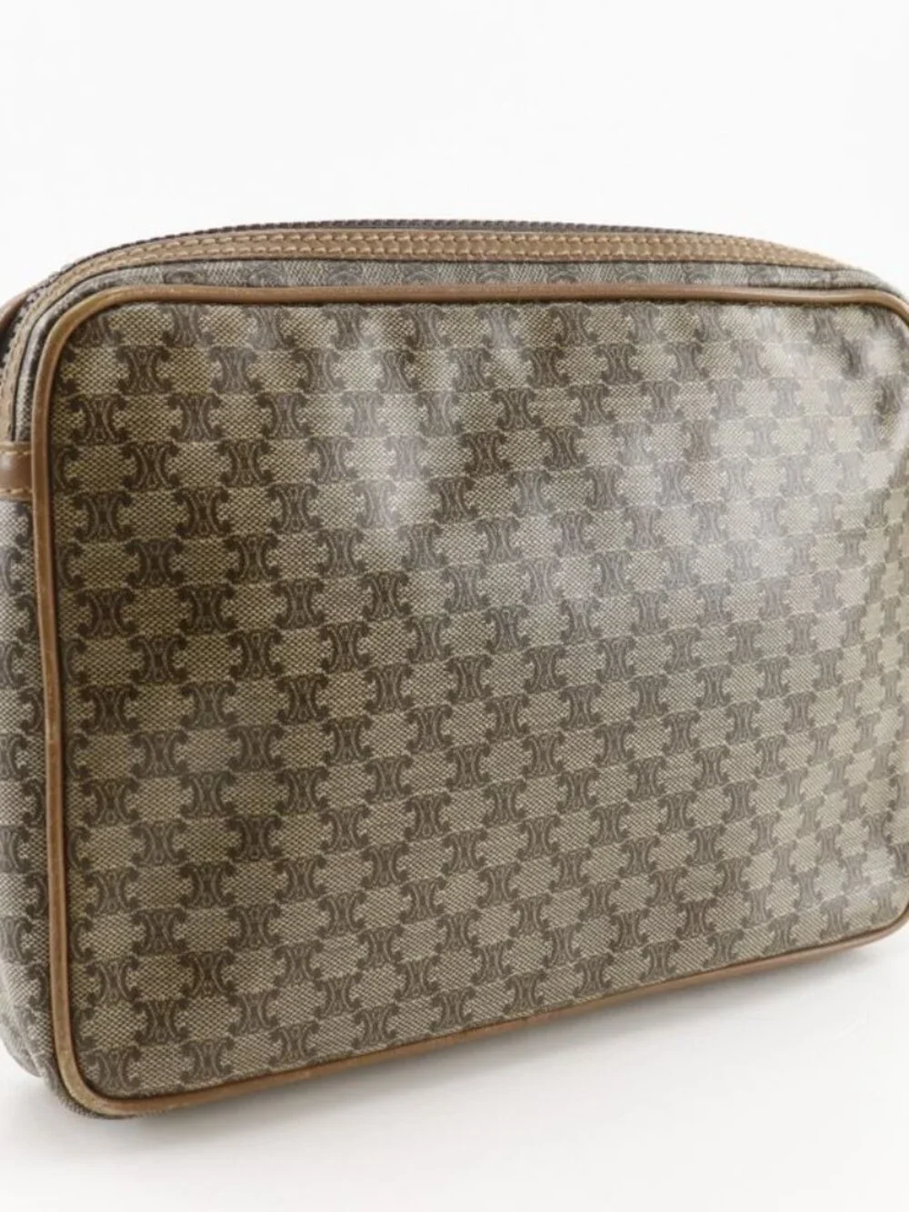 Celine Macadam Pattern Vintage Brown Second Bag