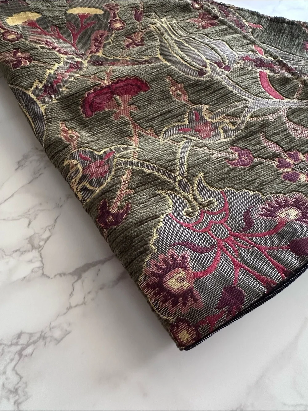 Turkish Throw Pillowcases · Ornate Damask Fabric in Olive/Berry w/ Evil Eyes