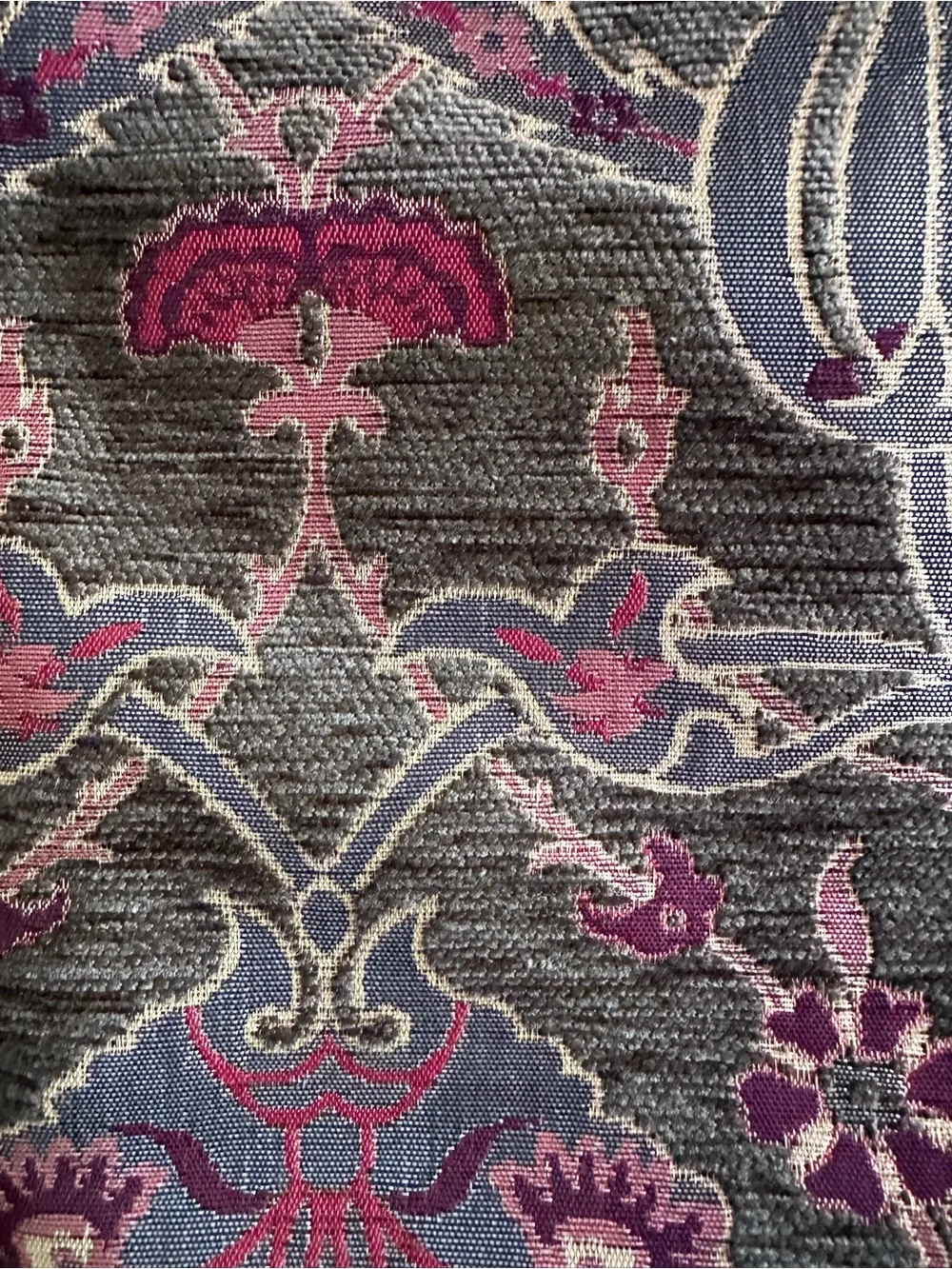 Turkish Throw Pillowcases · Ornate Damask Fabric in Olive/Berry w/ Evil Eyes