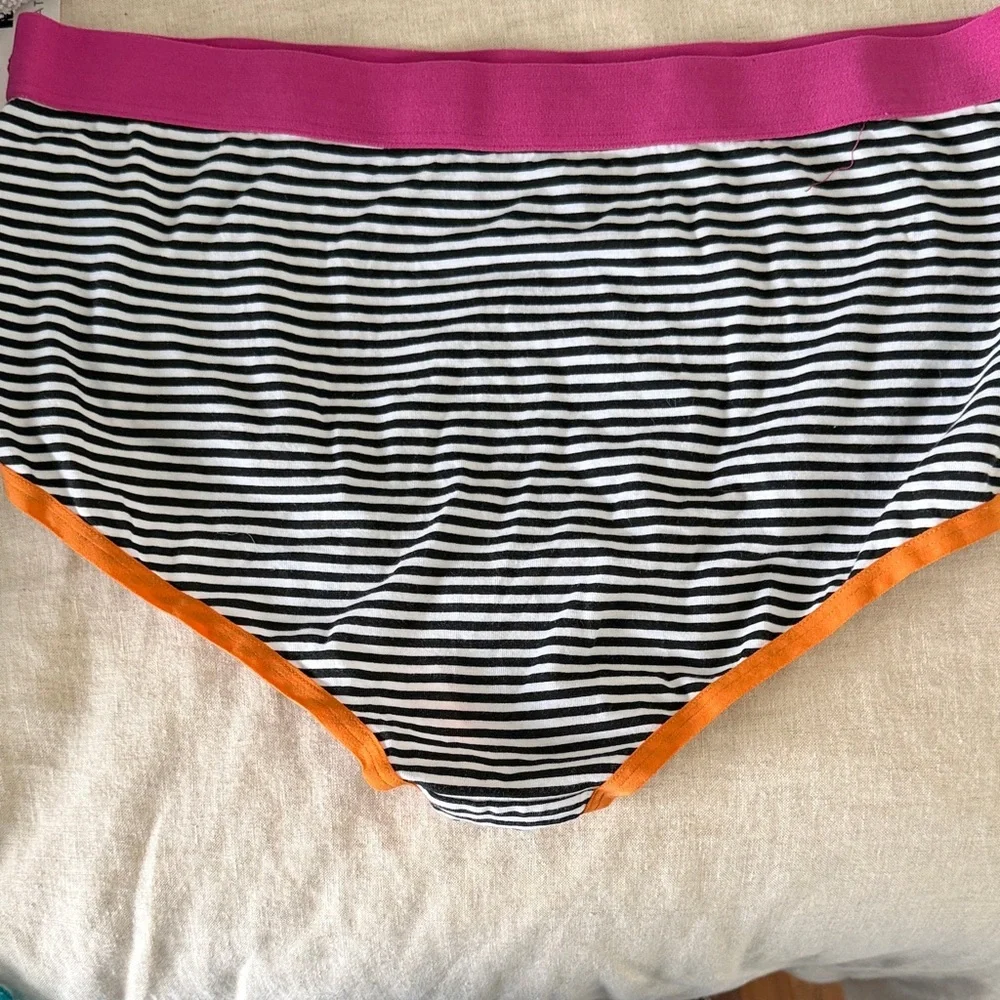 Striped Women's Panties - Fuchsia, Black, White, and Orange