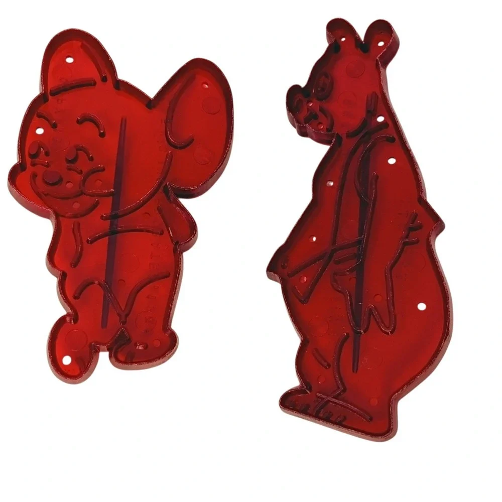 Vintage Tom & Jerry‎ Red Clear Plastic Loew's Incorporated 1956 Cookie Cutters