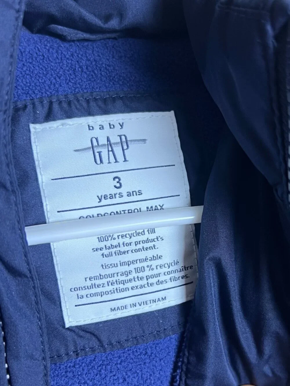Baby Gap Navy Puffer Jacket‎ Kids 3 ColdControl