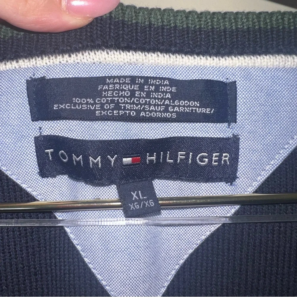 Tommy Hilfiger Navy Striped Sweater‎ Vest XL Cotton Preppy Golf Academia