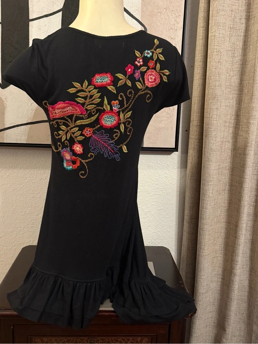 Anthologie Caite Floral Embroidered Mini Dress or Tunic Sz Small