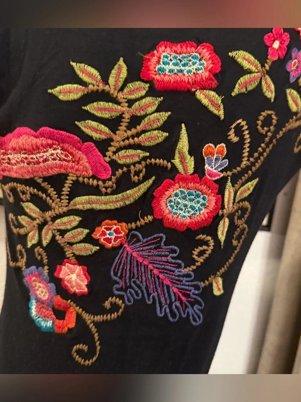 Anthologie Caite Floral Embroidered Mini Dress or Tunic Sz Small