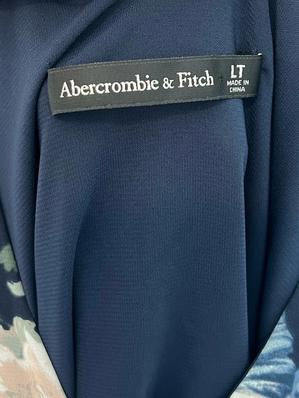 Abercrombie Dark Indigo Floral Plunge Godet Skirt Maxi Dress- Size Large Tall