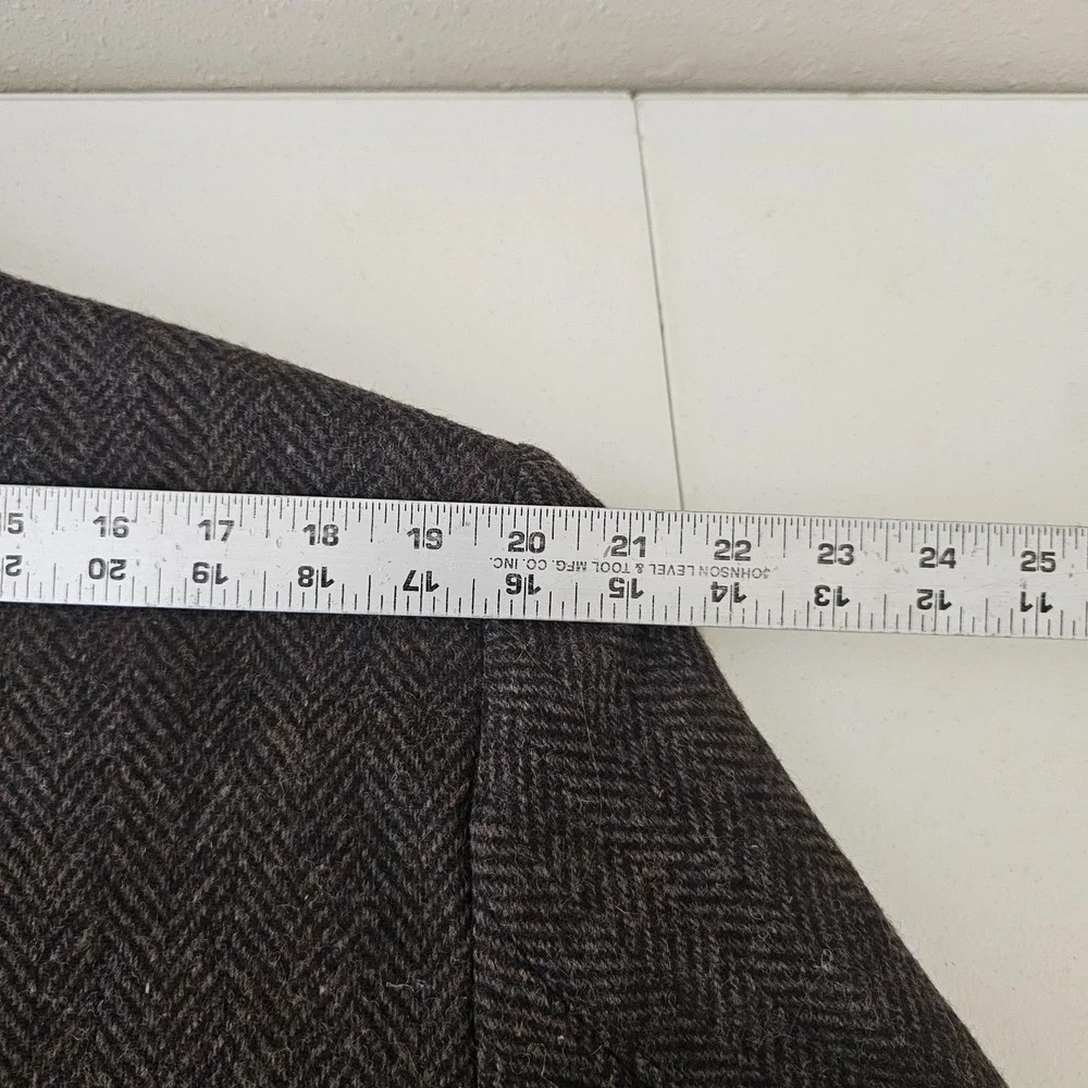 Vintage WFF by Farah Blazer Mens 46R‎ Brown Herringbone Wool Sport Coat USA 90s