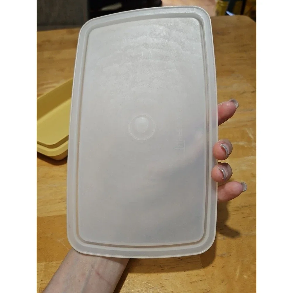 Vintage Tupperware Deli Meat Cheese Keeper Harvest Gold 816 W Sheer Lid 817 EUC