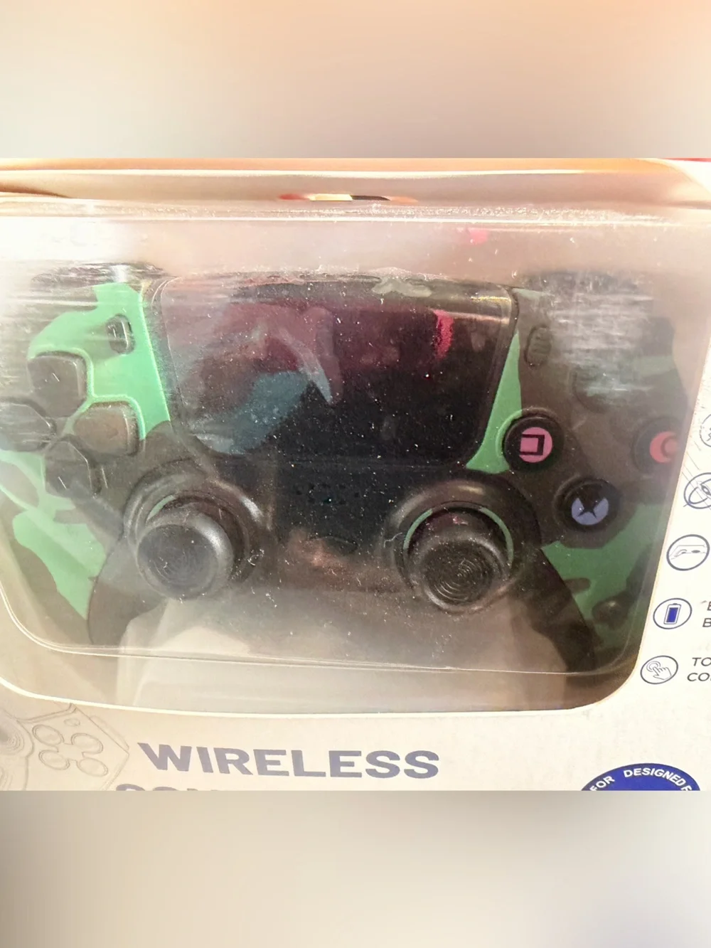 Wireless Green & Black Camouflage P4 Game Controller