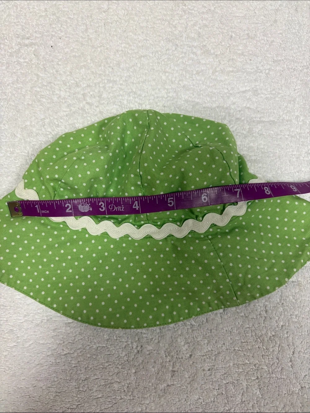 Gymboree daisy turtle line Green Polka Dot Sun Hat 6/12m Y2K