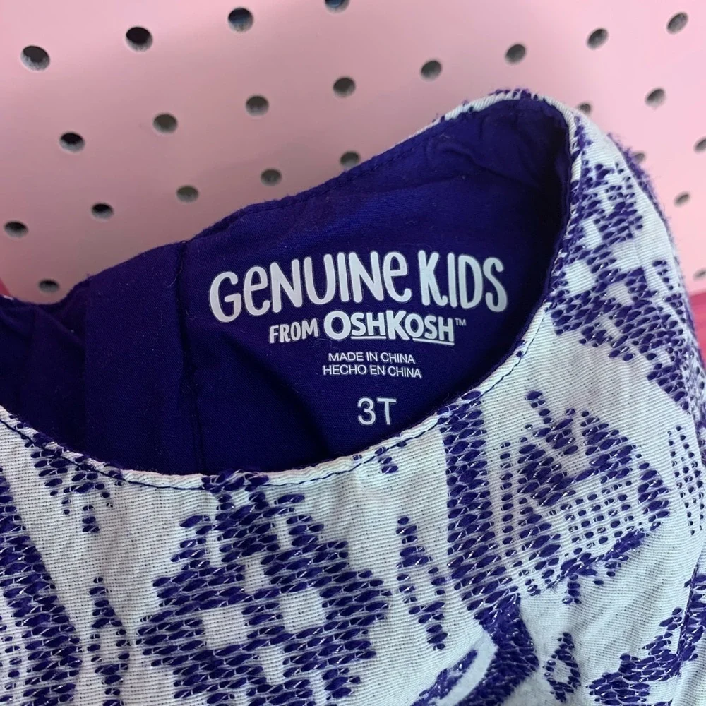 OshKosh B’gosh Brocade Navy and White Dress. Great Condition. Size 3t