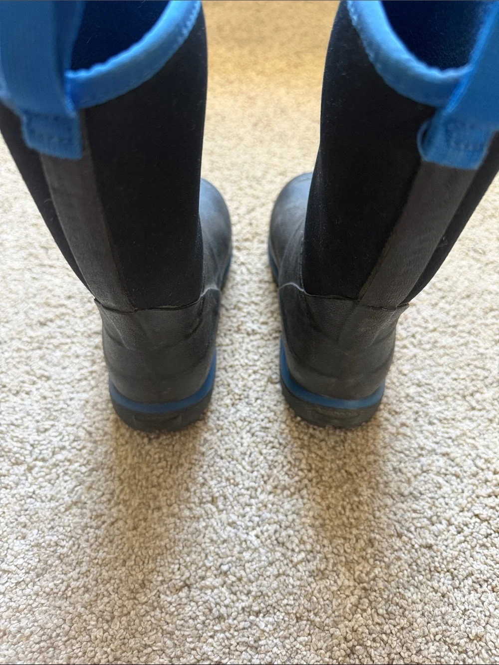 Muck Boot Kids Element Black Waterproof Pull-On Boots Blue Trim