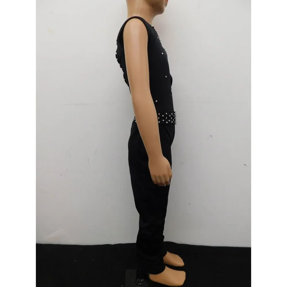 Pre-Owned Dance Costume Weissman 13541 Intermediate Child Black Belt Jazz Rhine