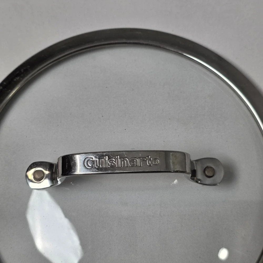 Cuisinart Pot Pan Lid 7.5-inch Clear Silver Tempered Glass Stainless Steel Rim