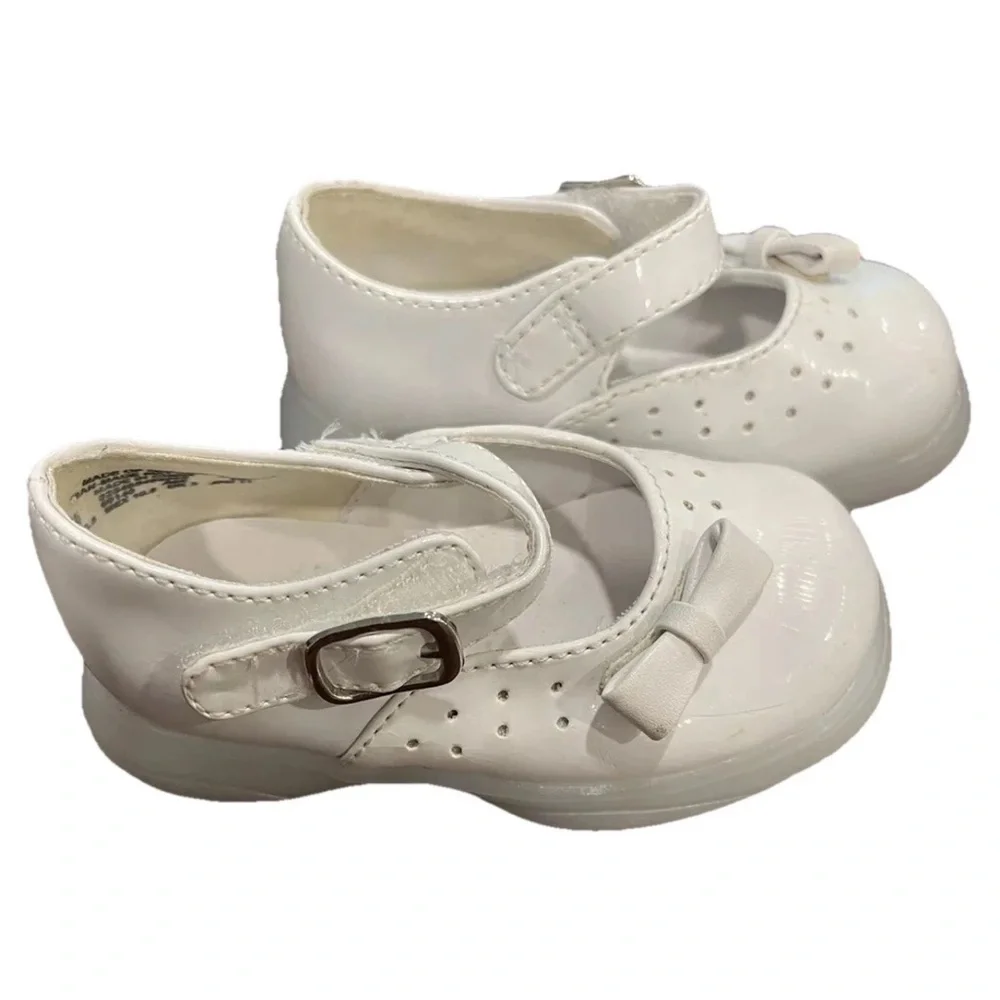 VTG 90s Smart Steps little girl white patent vinyl‎ Mary Jane shoes size 3.5W