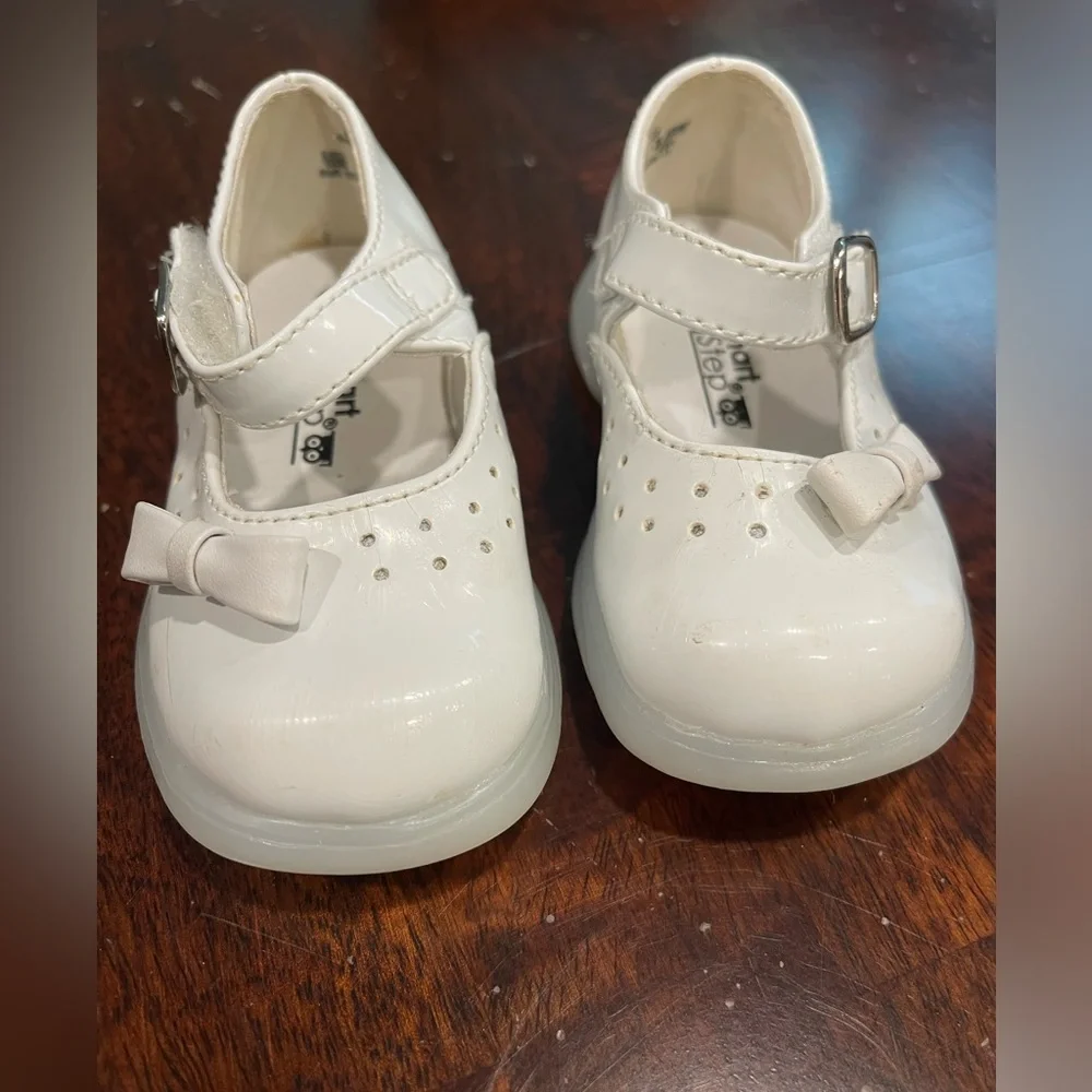 VTG 90s Smart Steps little girl white patent vinyl‎ Mary Jane shoes size 3.5W