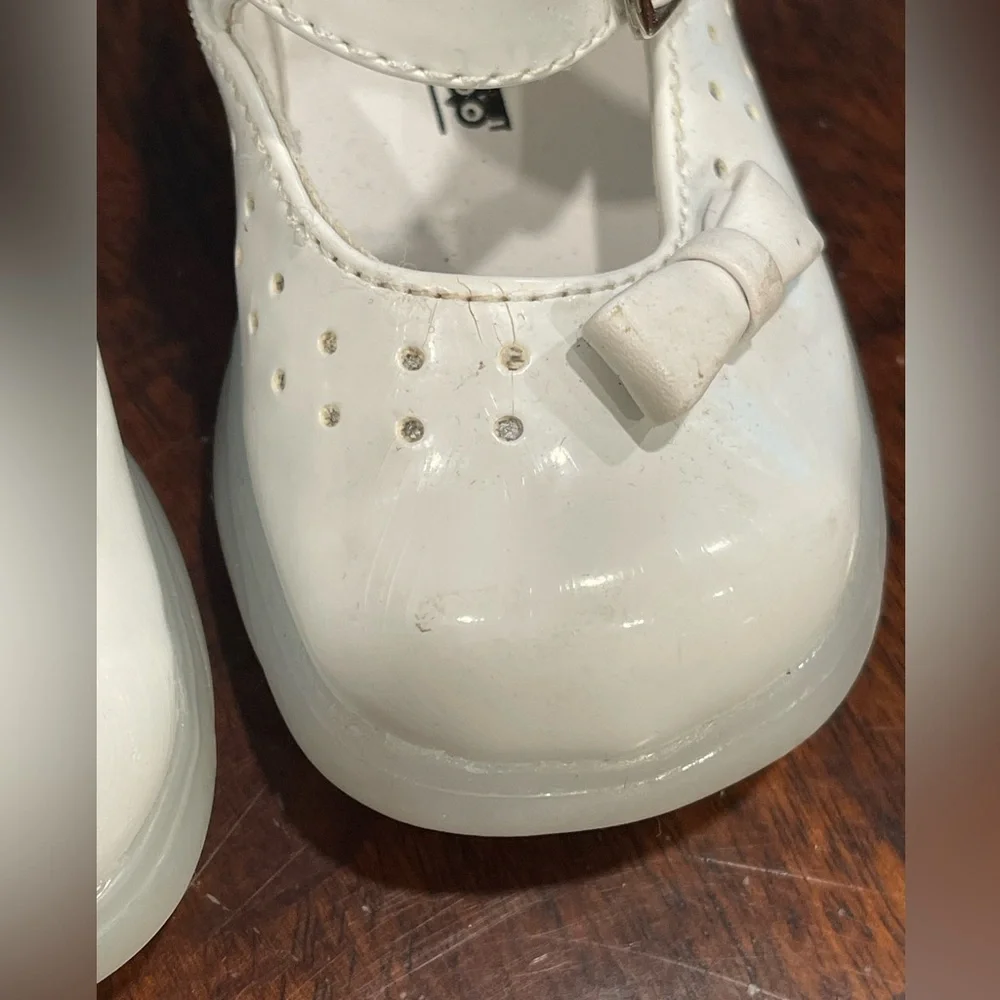 VTG 90s Smart Steps little girl white patent vinyl‎ Mary Jane shoes size 3.5W