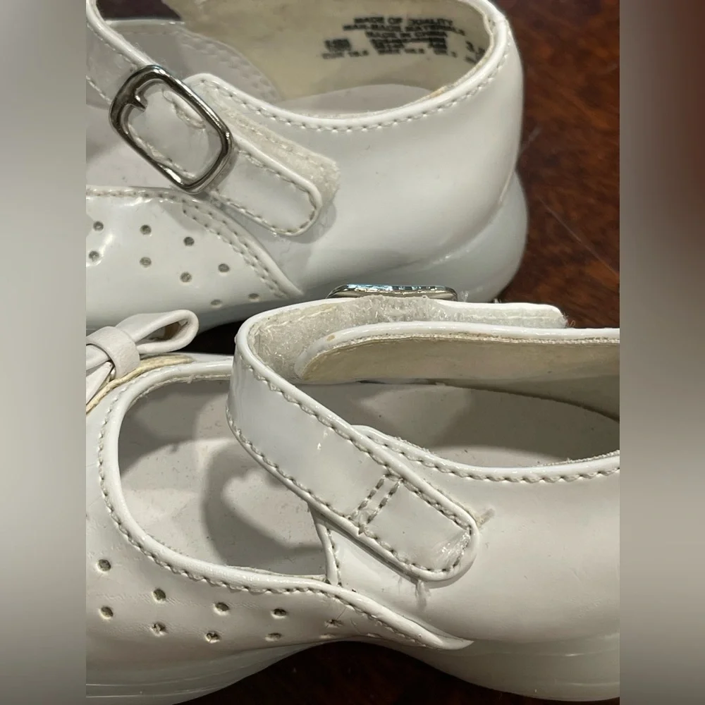 VTG 90s Smart Steps little girl white patent vinyl‎ Mary Jane shoes size 3.5W
