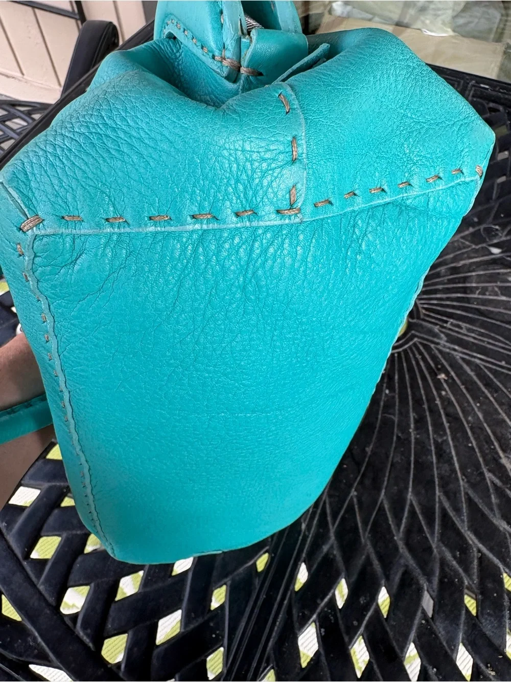 Authentic FENDI Vintage Medium Selleria Leather Doctor Bag - Turquoise