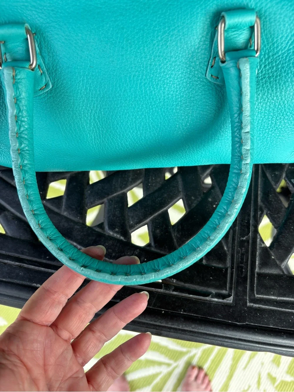 Authentic FENDI Vintage Medium Selleria Leather Doctor Bag - Turquoise