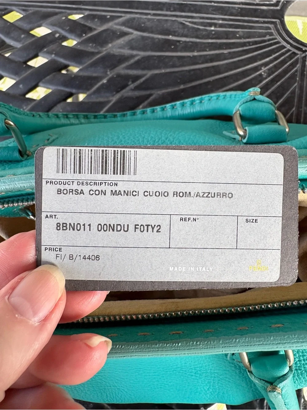 Authentic FENDI Vintage Medium Selleria Leather Doctor Bag - Turquoise
