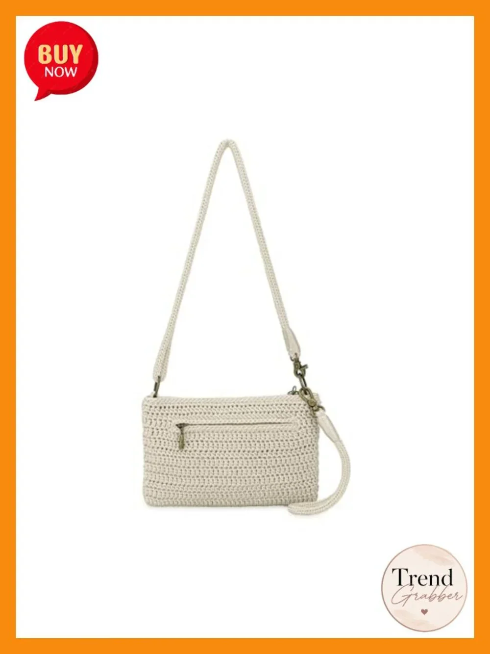 Hand Crochet Wristlet Purse with Card Slots, Zipper Closure - Mini Clutch for