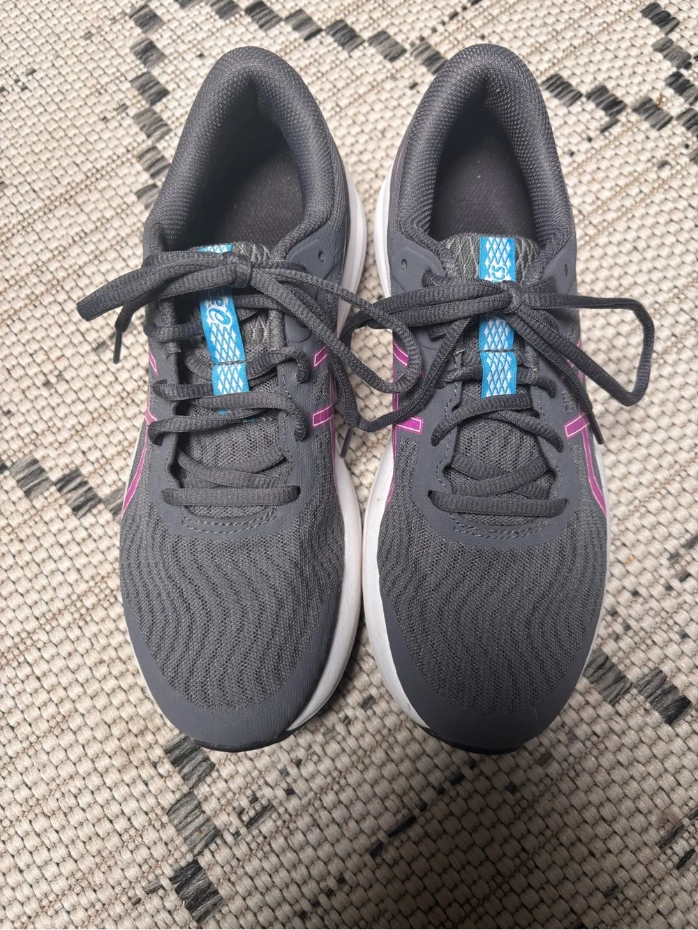 Asics Women's Gray Running Shoes with Pink Accents