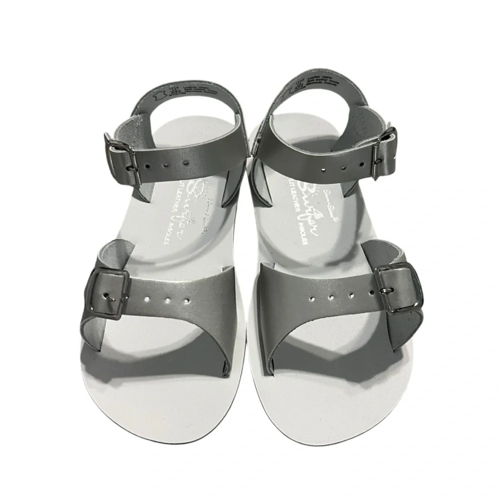 NEW Salt Water Sun San Sz 11 Silver Metallic Surfer Sandals