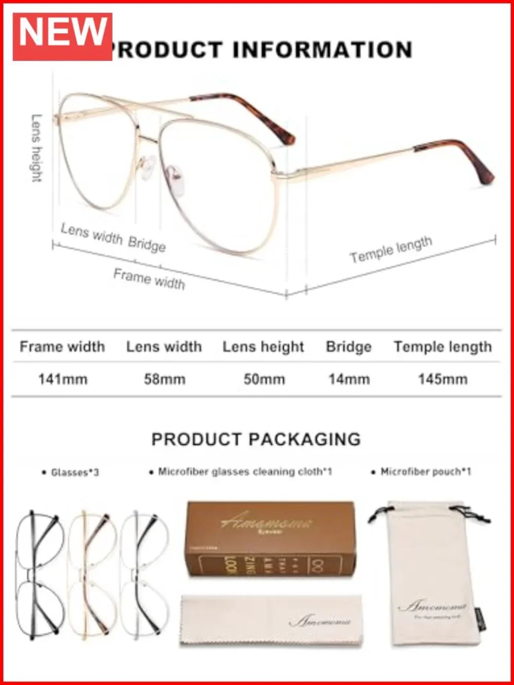 Aviator Reading Glasses Blue Light Blocking Metal Frame Spring Hinge 3 Pack