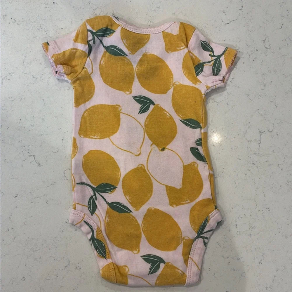 Just One You 3-Pack Lemon and Floral Onesies. Size NB