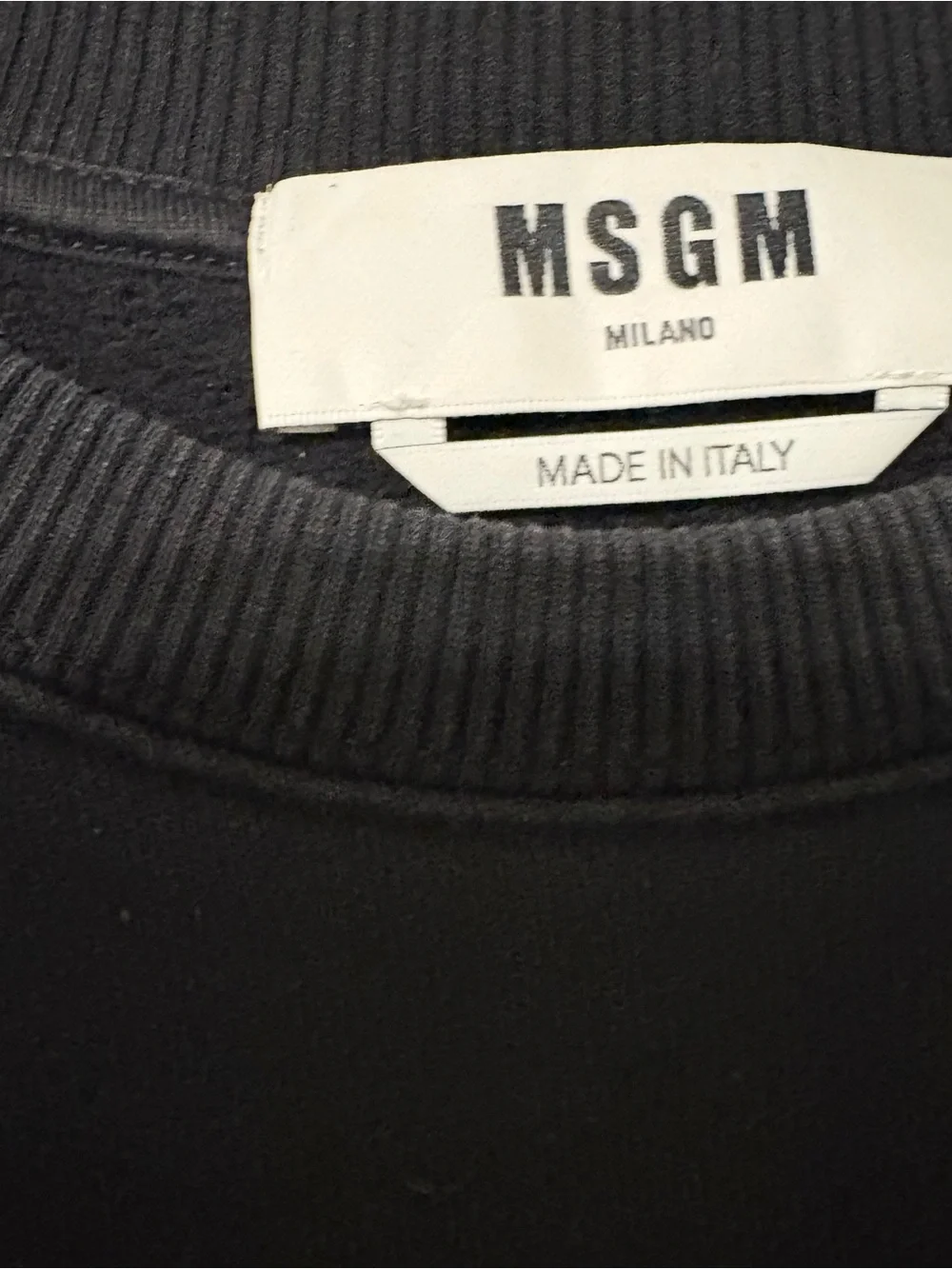 MSGM Black Crewneck Sweatshirt with White Milano Logo