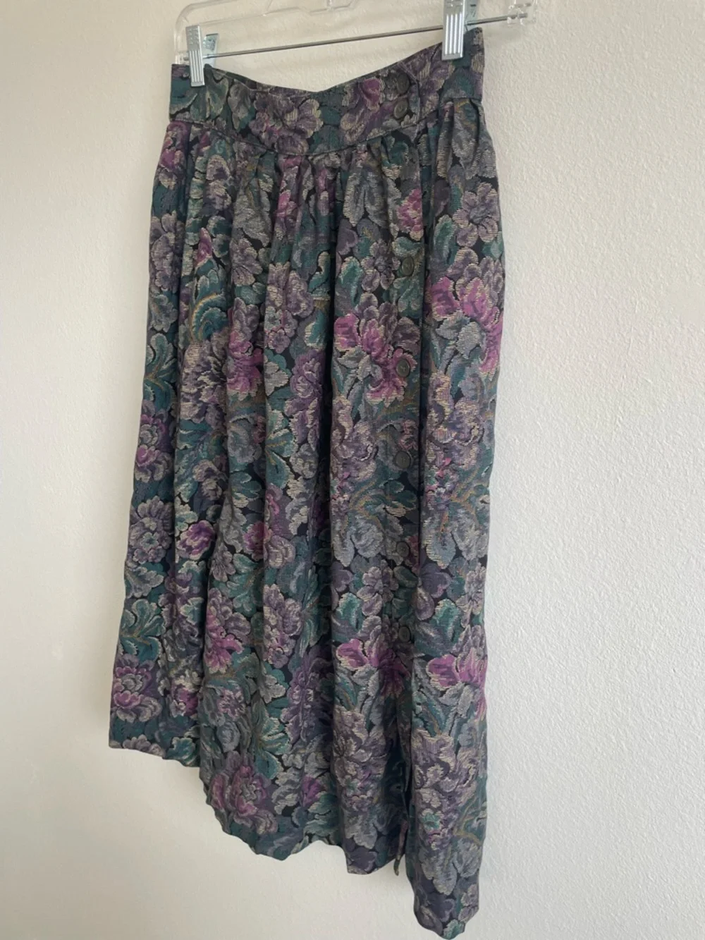 Vintage Georgio Sant Angelo Floral Midi Skirt W- 10 Rayon Button Front Tapestry