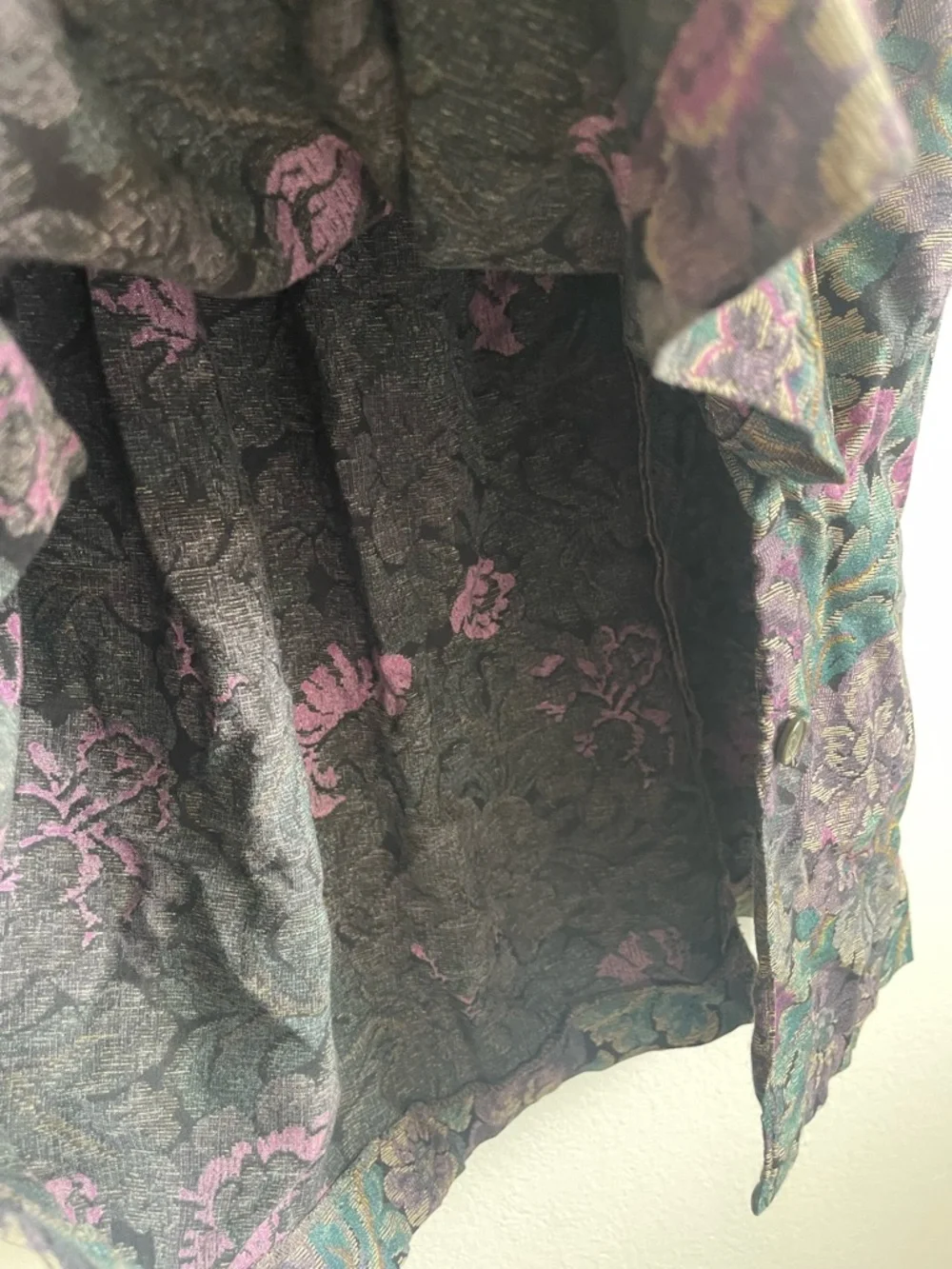 Vintage Georgio Sant Angelo Floral Midi Skirt W- 10 Rayon Button Front Tapestry