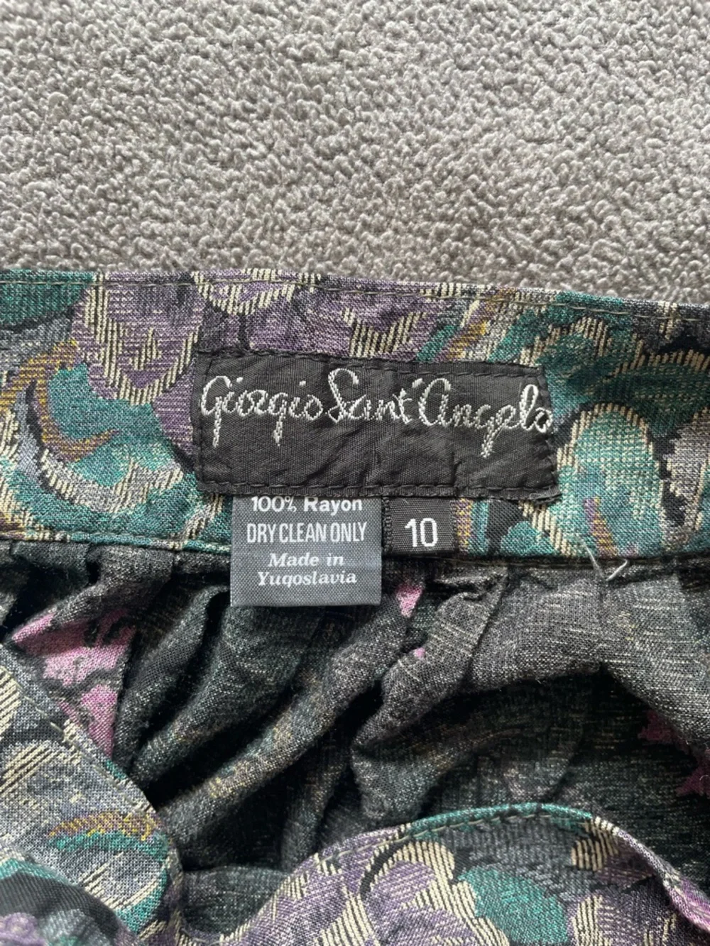 Vintage Georgio Sant Angelo Floral Midi Skirt W- 10 Rayon Button Front Tapestry
