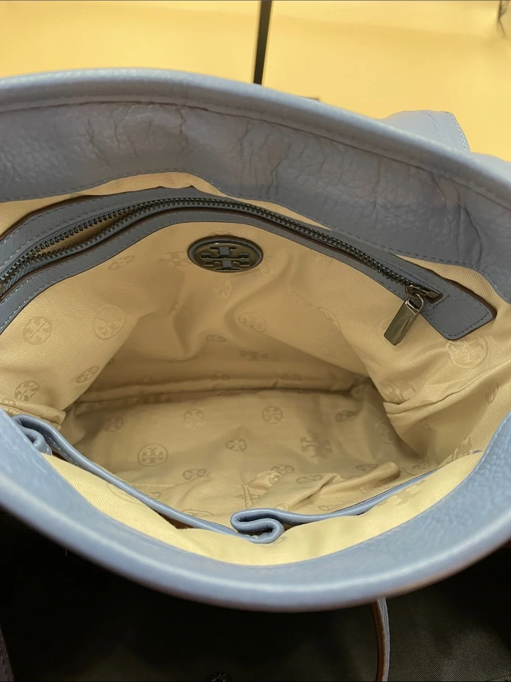 Tory Burch Beautiful Blue Pebbled Leather Crossbody with Gunmetal hardware