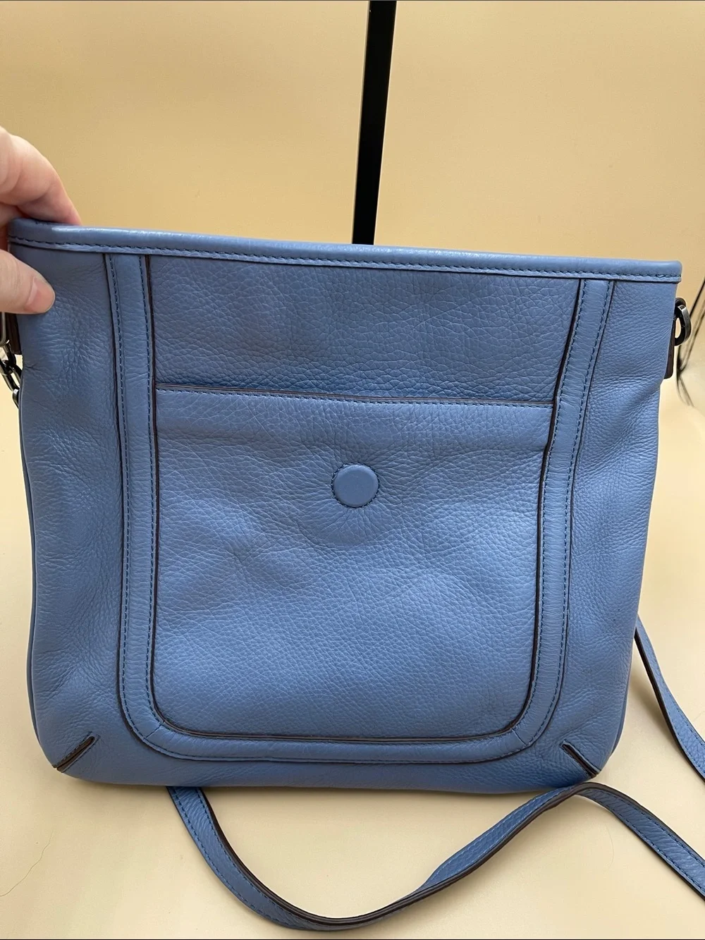 Tory Burch Beautiful Blue Pebbled Leather Crossbody with Gunmetal hardware