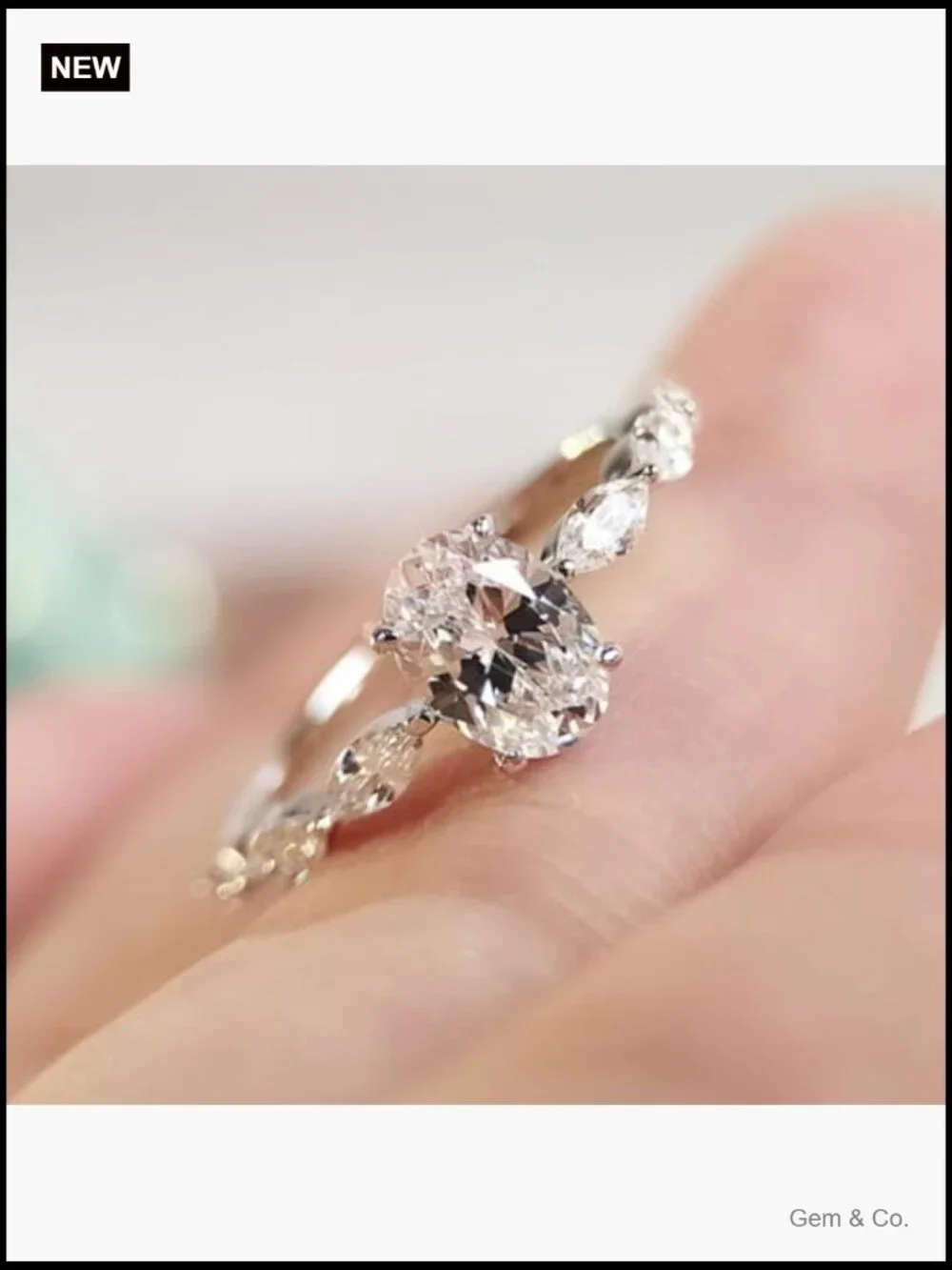1 Carat Moissanite Solitaire Ring 18K Gold Plated Oval Cut Promise Ring