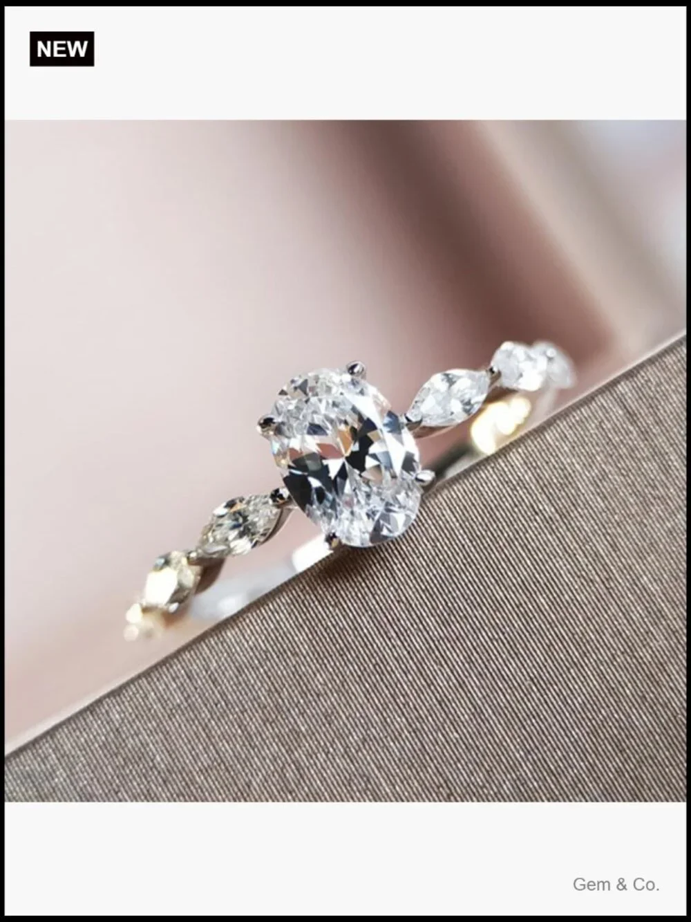 1 Carat Moissanite Solitaire Ring 18K Gold Plated Oval Cut Promise Ring