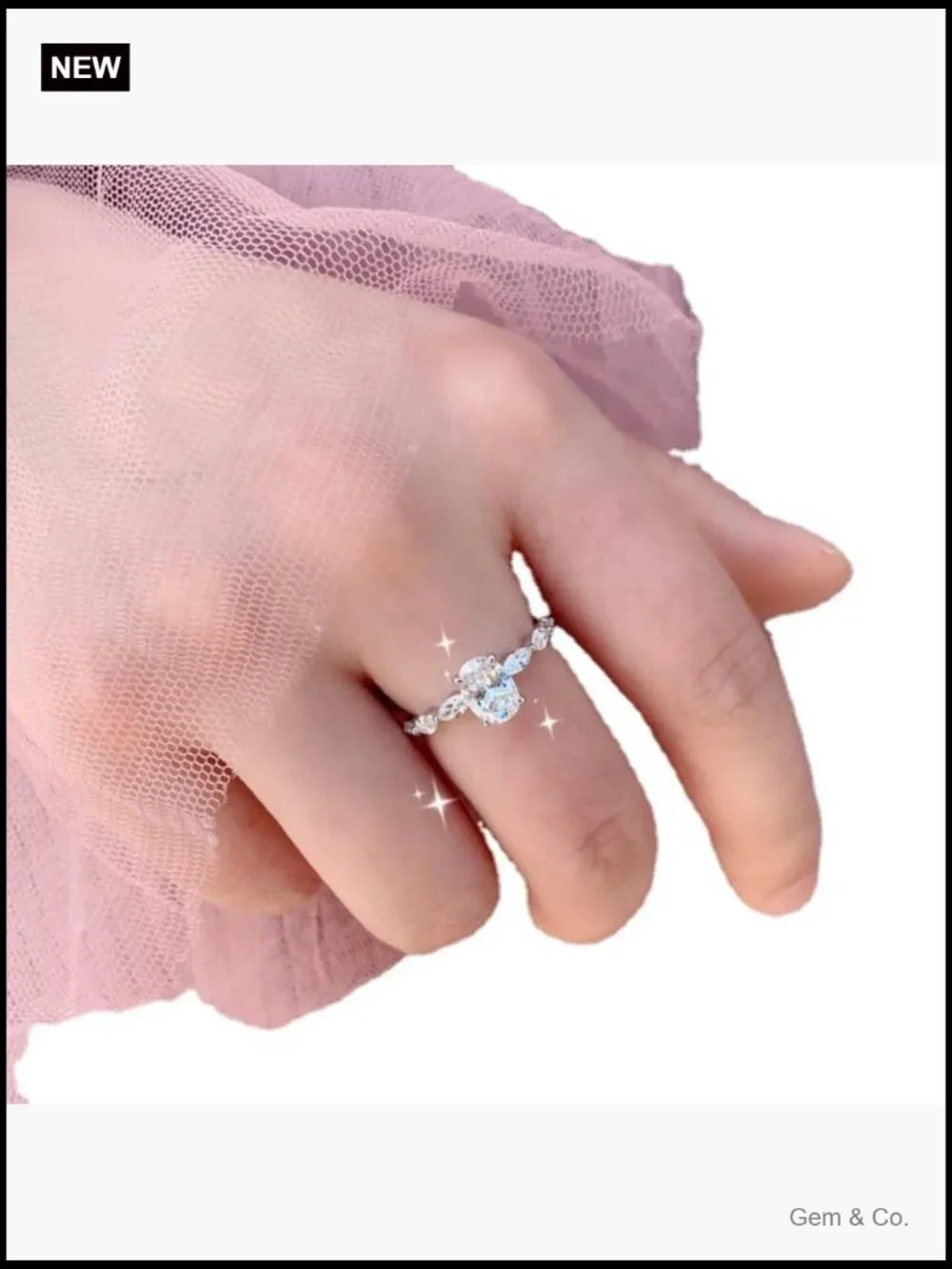 1 Carat Moissanite Solitaire Ring 18K Gold Plated Oval Cut Promise Ring
