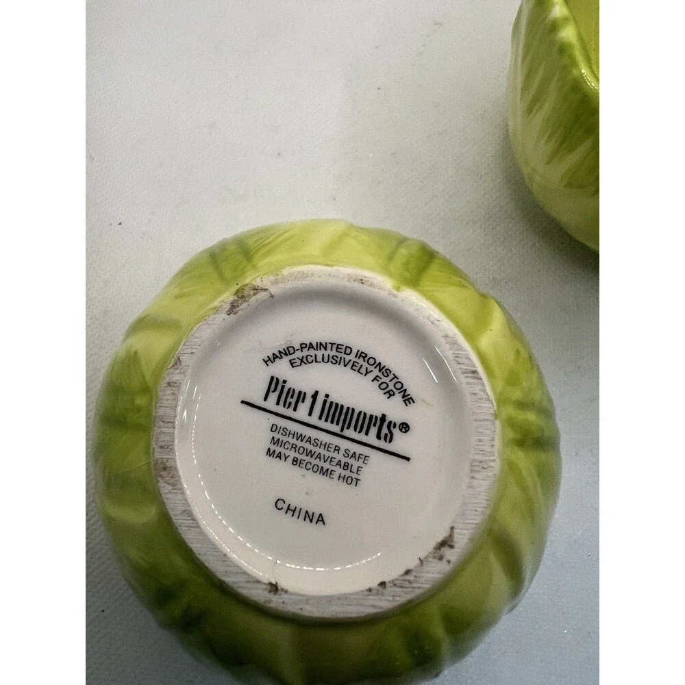 Set of 2 Pier 1 One Imports Cabbage Condiment Bowls Green spring small