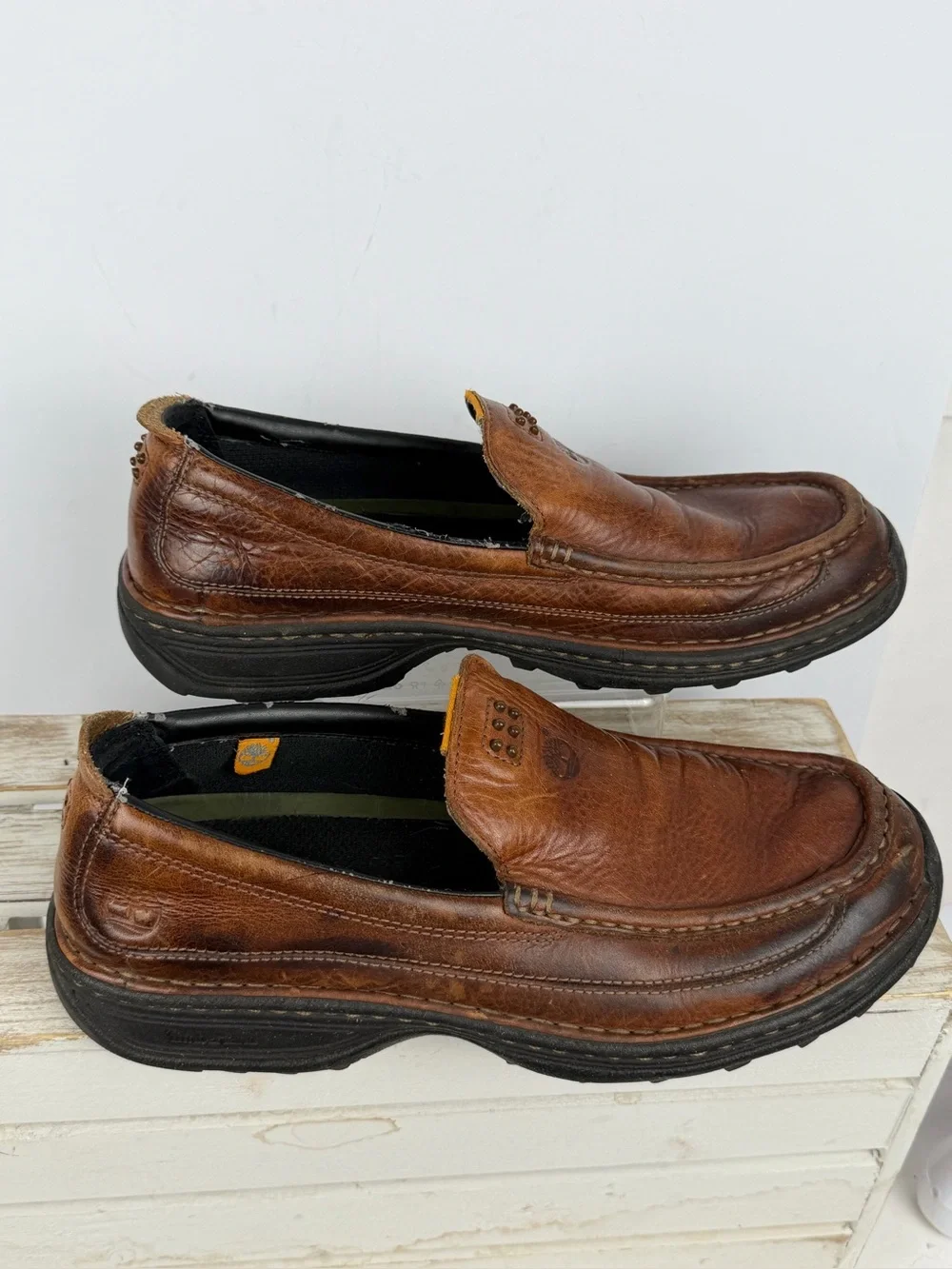 Timberland brown leather slip-on loafers Saluto men’s size 9M