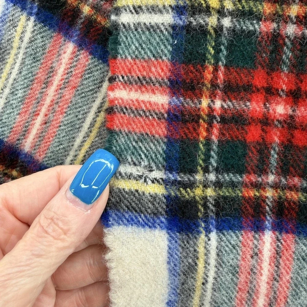 VTG Johnstons Elgin Scarf White Dress Stewart Tartan Wool Plaid Classic Scottish