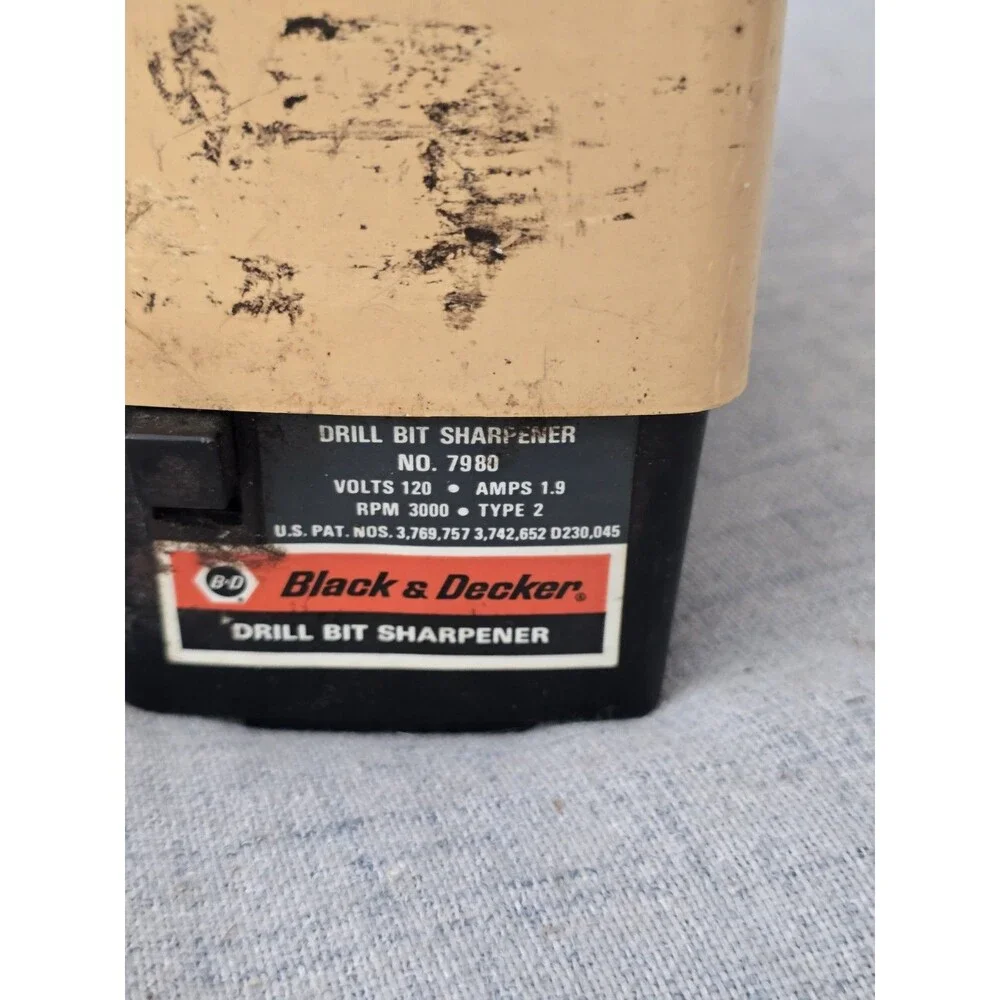 Vintage Black & Decker Drill Bit Sharpener Model 7980 - Tested & Working!
